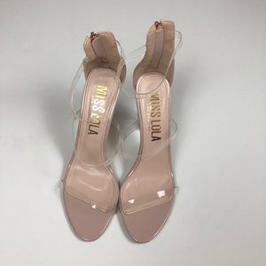 Miss Lola Shoetique Nude and Clear Heels Sz 10